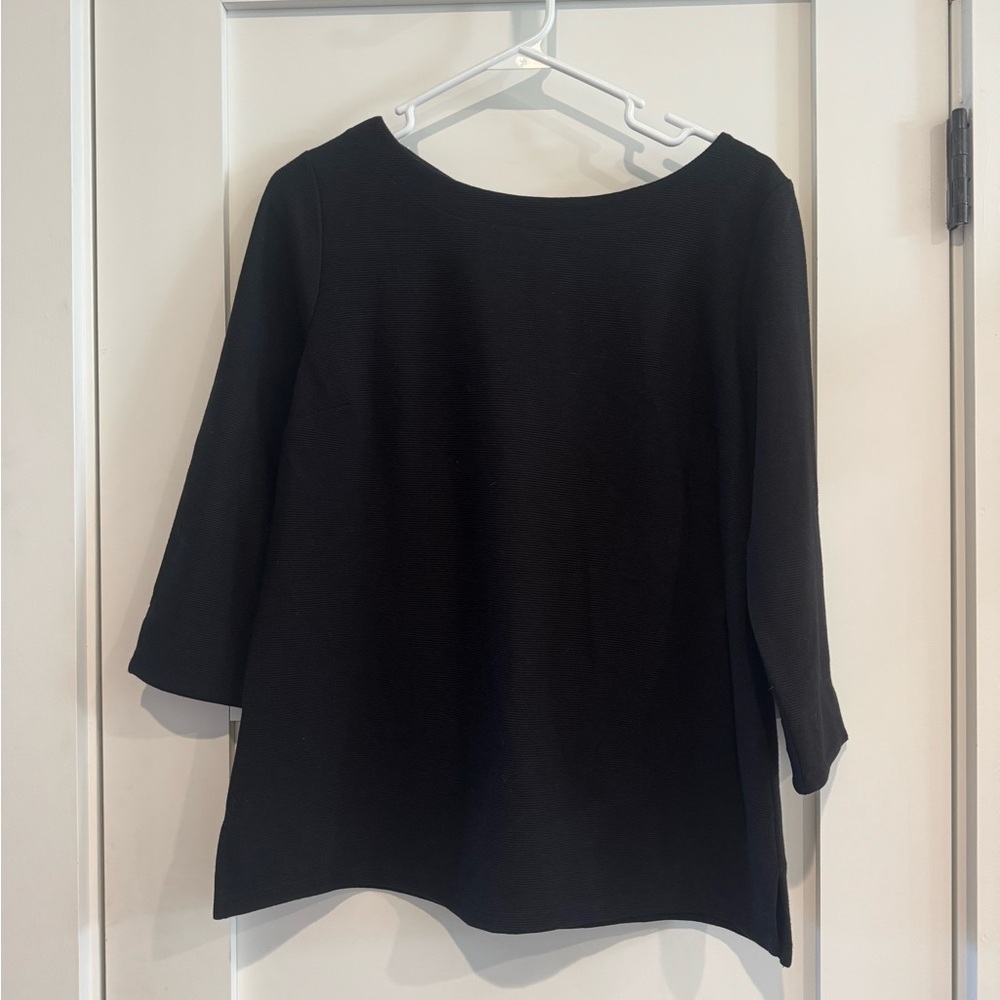 Talbots Black Ribbed Knit Top - Picture 4 of 5